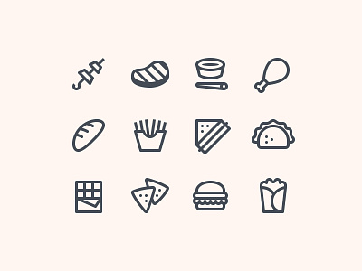 Simple Small Food Icons design design tools flat design food food and drinks food icon food icons graphic design icon design icon font icon pack icon set icons minimalistic outline icons ui user experience ux vector web design