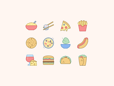 Food Icons in Office Style color icons cooking design design tools digital art flat design food food and drink graphic design icon icon design icons icons design illustration illustrator office icons tasty ux vector art web design