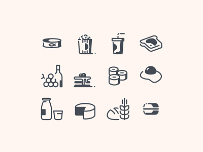 Food Icons in Pastel Glyph Style
