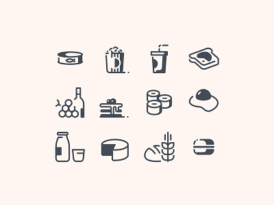 Food Icons in Pastel Glyph Style cooking design design tools flat design food food icons graphic design icon design icon designs icon pack icon set icons illustration meals tasty ui ui icons ux vector art web design
