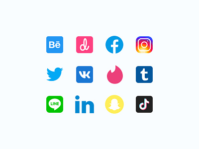 Social Media Logos in Color Style color icons design design tools flat design flat icons graphic design icon design icon designs icon pack icon set icons icons design social media social media icons social networks ui user experience ux vector art web design