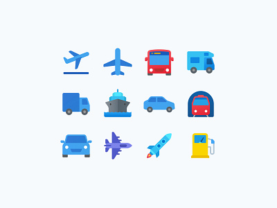 Fluent Icons: Transport color icons design design tools flat design flat icons graphic design icon icon design icon designer icon designs icon set icons illustration transport transportation ui ux vector art vehicles web design