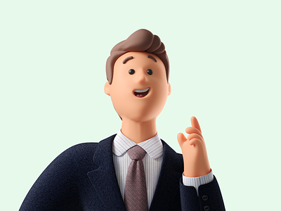 3d businessman says "hi" 3d 3d illustration businessman characterdesign icons8 illustration