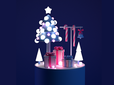3d Christmas 3d candy christmas christmas tree gift holiday illustration miracle pine tree santa