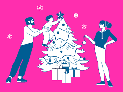 Decorating a Christmas Tree christmas christmas tree decorations digital art graphic design holidays illustration new year ui vector art web design