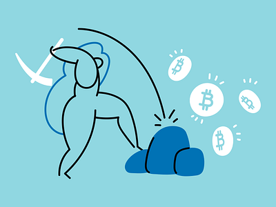 Mining some bitcoins bitcoin flat design graphic design illustration vector vector art