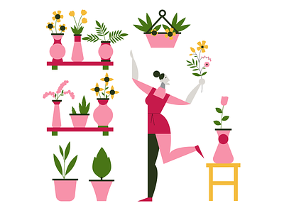 Flower Girl botanical flat design flowers gardening graphic design illustration ui illustration vector vector art