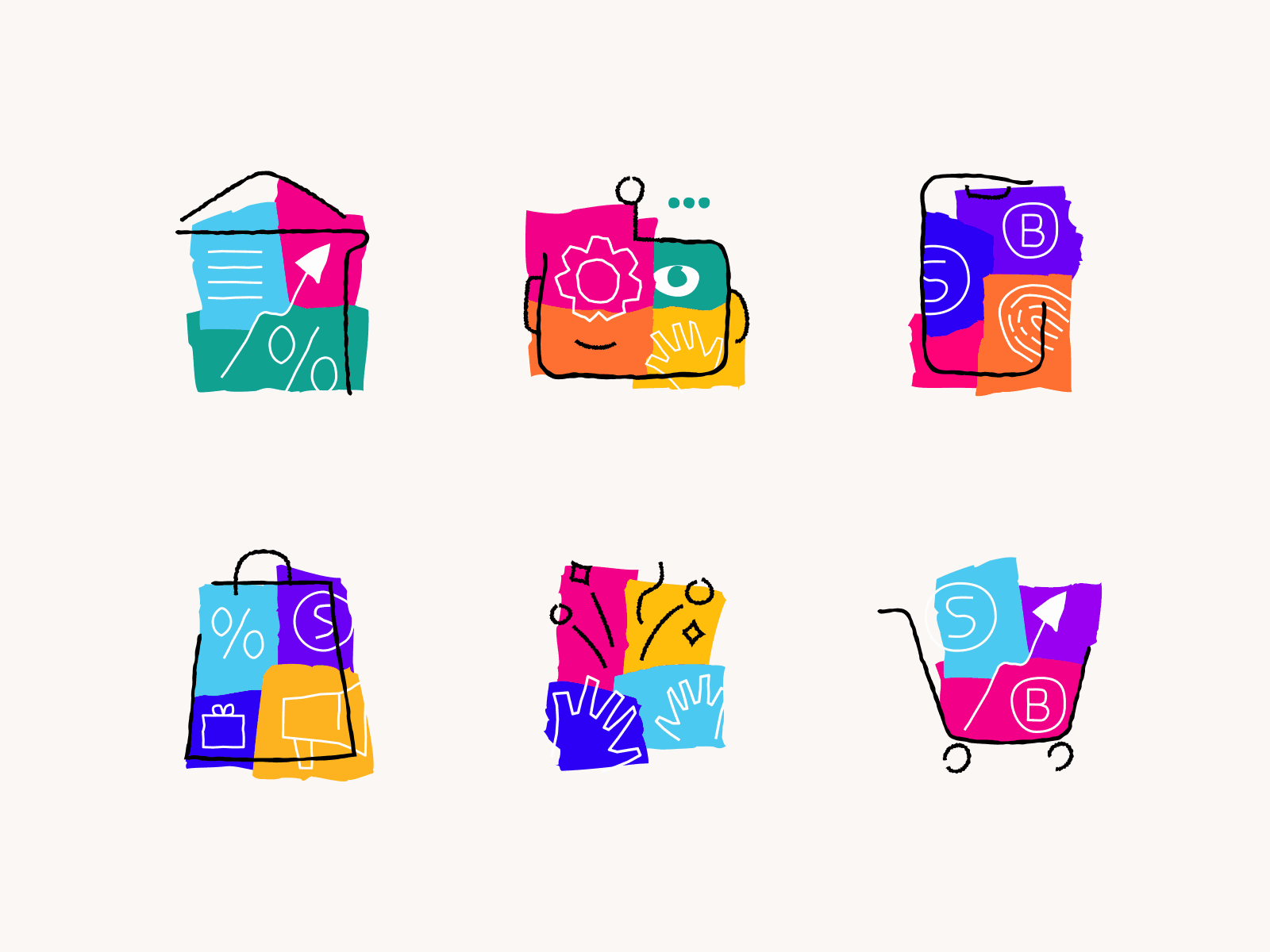 Puzzle vector illustrations recolor