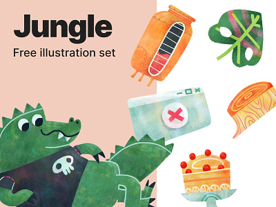 Jungle free illustrations animal colorful crocodile design tools free freebie graphic design illustration jungle png