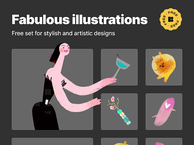 Fabulous free illustrations collage dog fashion flower free illustrations freebie graphic design illustration modern illustrations