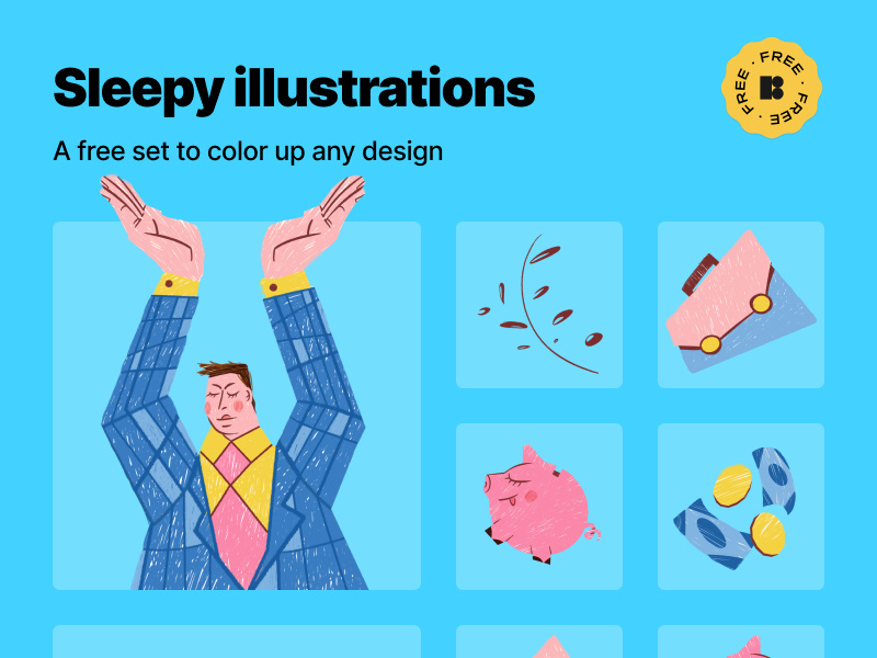 Free Sleepy illustrations banking business business illustration finance flat design free freebie graphic design illustration investor piggy bank stock market