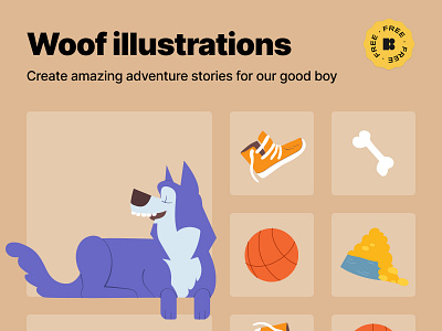 Woof dog free illustrations design design tools dog dog illustration free illustration freebie illustration vector art