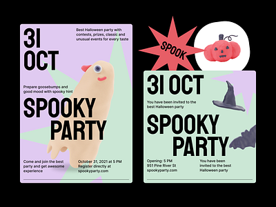 3D Halloween objects in graphic design