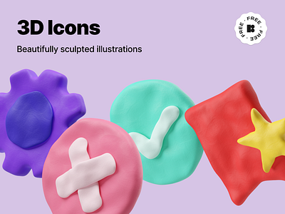 Free 3D Icons 3d 3d icons cancel favorites free freebie gear illustrations search web design