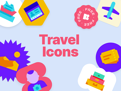 Vibrant travel icons freebie