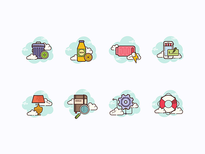 Icons in the Clouds app design color design design tools digital art flat design graphic design icons illustration illustrator things ui user experience user interface ux vector vector art web design