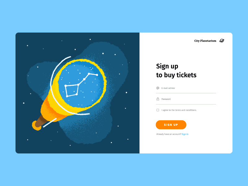 Sign Up Page Animation animation design digital art flat design graphic design illustration illustrator interaction design interface illustration motion design sign up space vector art web design website