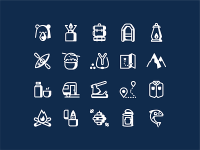 Pastel Glyph Camping Icons