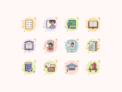 Bubbles Education Icons color icons design design tools flat design graphic design icon design icon set icons icons pack illustration school study ui user experience user interface ux vector vector art vector graphic web design