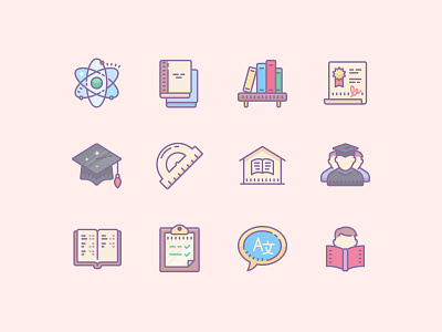 Cute Color Education Icons