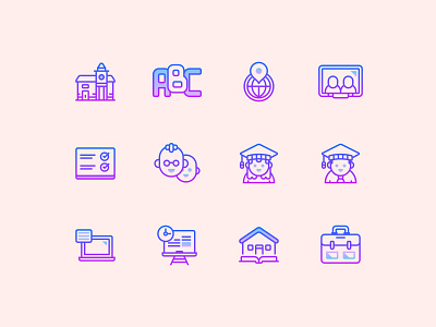 Gradient Line Education Icons