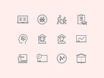 Dotted Education Icons design design tools dots education flat design glyph graphic design icon pack icons icons design icons set outline icon school student ui user experience ux vector vector art web design