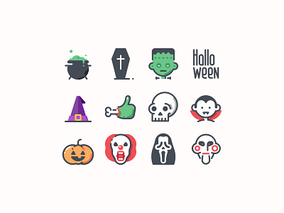 Halloween Color Icons character color icons design design tools digital art flat design graphic design halloween halloween design halloween icons horror icon pack icon set illustration interface illustration trick or treat vector vector art vector graphic vector illustration