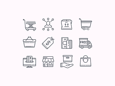 Outline Shopping Icons buying design design tools ecommerce flat design glyphs graphic design graphics icon design icon designs icons icons design outline icon shopping ui user experience ux vector vector art web design