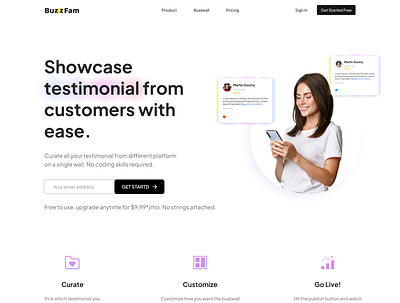 Landing page of Buzzfam branding design graphic design illustration logo ui ux