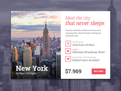 UI Travel Card, New York City tour package dailyui design interaction new nyc trip ui uidesign ux uxdesign web york