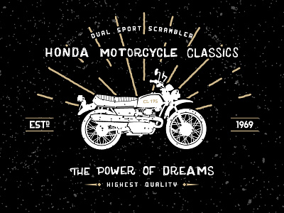 Honda CL175 badge illustration moto power sport vintage