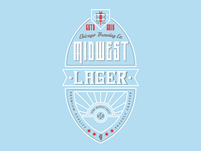 Midwest Lager beer illustration label logo type