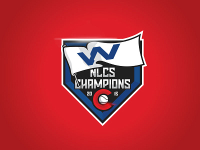 Fly the W badge baseball champion chicago cubs illustration logo sport