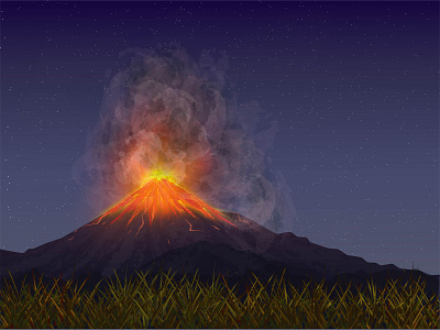 nighttime volcanic eruption