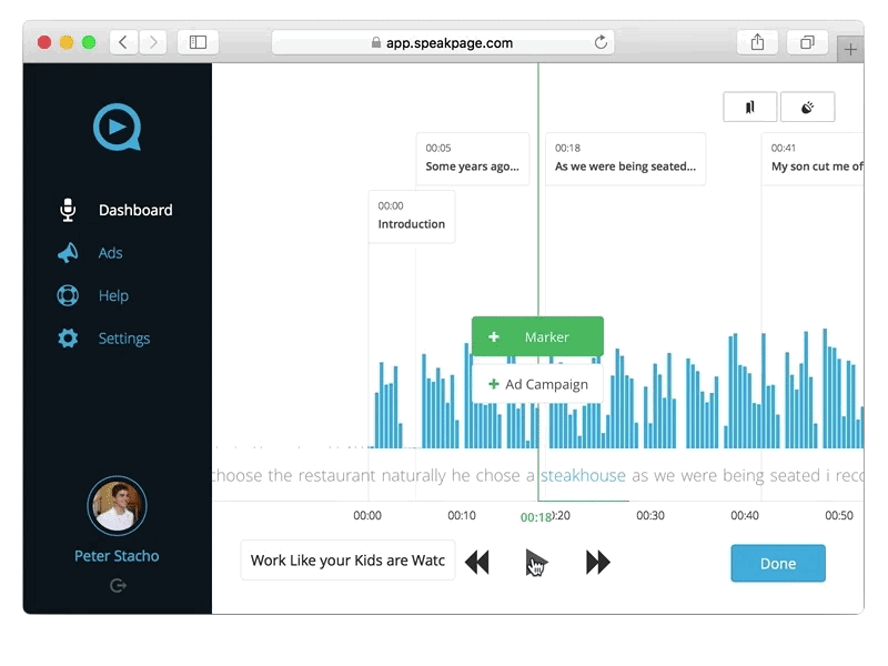 Audio Annotation audio marker narration page sound speak voice waveform