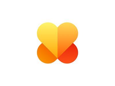 X concept heart logo material orange red x yellow
