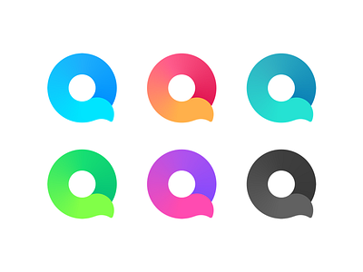 Q Color blue color green icon letter logo mark purple q