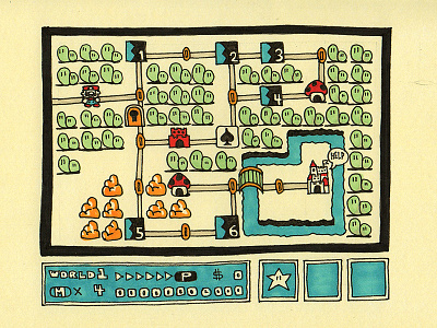Super Mario Bros. 3 World 1 Map Cross Stitch Pattern 