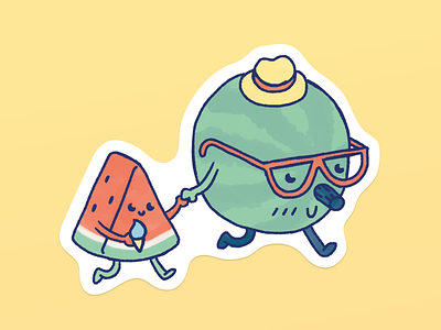 Watermelons! character ice cream illustration sticker summer watermelon