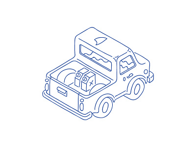 Packed and ready to go! design illustration isometric pickup print truck