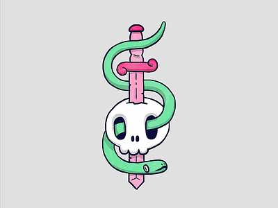 Skull and sword and snake design heavy illustration metal skull snake stoner sword tattoo