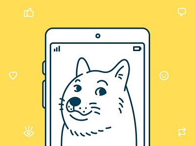 Blog post doge design dog doge icon illustration mobile notifications