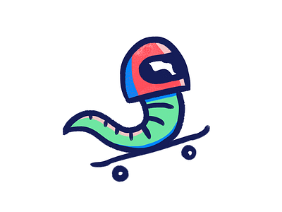 Sk8 worm design helmet illustration remake sk8 skate worm