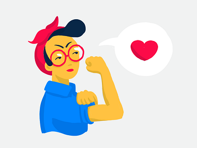 Power mother app character chat design emoji illustration rosie the riveter sticker strong we can do it woman