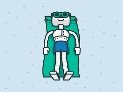 Sunbathing robot 🌅 🤖 beach character design education glasses illustration kid robot sand summer sun vacation