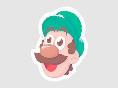 Player 2 8bit bros brother character design illustration luigi mario nintendo retro sibling sticker