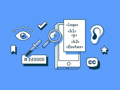 Accessibility accessible aid design editorial illustration ff0000 hearing illustration magnifying glass ui ux zoom