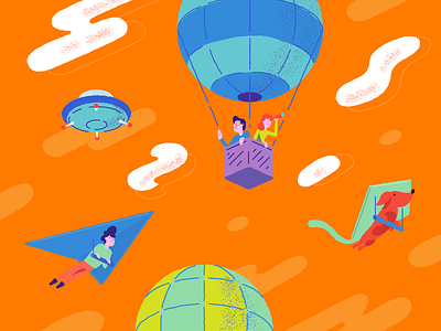 Flying team 420 air alien balloon character dachshund design dog illustration kite paragliding ufo