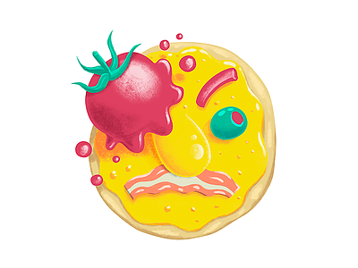 Le voyage dans la pizza character design editorial face food illustration moon méliès pizza tomato voyage 🌝