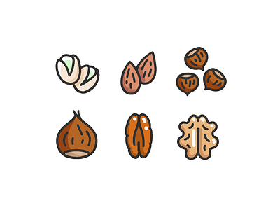 Dried fruits almonds chestnut design dried editorial fruits hazelnut icon illustration nuts pecan pistachio procreate